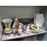 A mixed lot to include a cloisonne bowl, a Japanese figure and other items