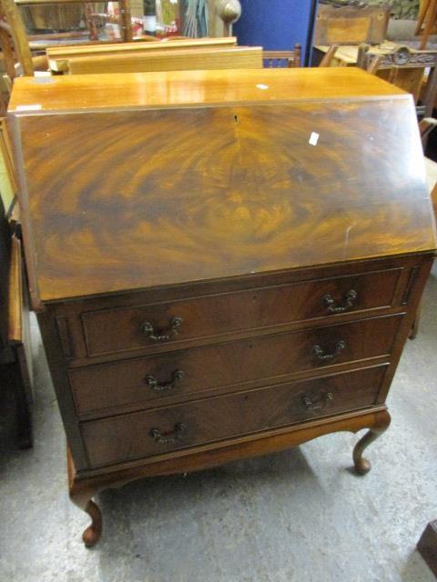 A reproduction mahogany furniture to include a three drawer bureau, 39 1/2"h x 31" and a six