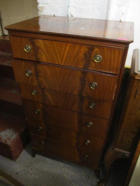 A reproduction mahogany furniture to include a three drawer bureau, 39 1/2"h x 31" and a six - Image 2 of 2