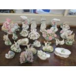 Mixed ceramics to include trinket boxes, flower ornaments, deer ornaments and others