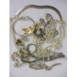 Silver and other jewellery to include earrings, necklaces, bangles, brooches and a ring