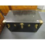 A good Herald steamer trunk with brass coloured mounts and studwork