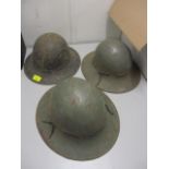 Three WWII British helmets