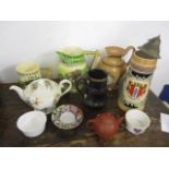 A mixed lot to include a Widdlecombe Fair jug, an oriental terracotta teapot, a Doulton stoneware