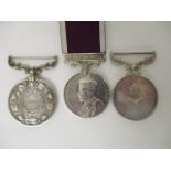 Three Long Service and Good Conduct medals inscribed 7658164 SJT TF Harris RAPC, U230 3542 A/Fs WE