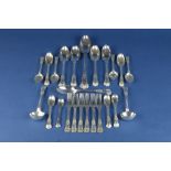 A composite Canteen of 19th Century silver Flatware, various dates and makers, heavy gauge double