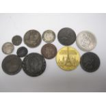 A collection of mainly British Coins to include 1720 Farthing, France 1792 2 Sols, 1797 Cartwheel