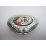 A 19th Century Continental silver shaped oval Snuff Box with oval enamel panel of Leda and Swan,