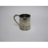 A George III silver Christening Mug of tapering form with reeded bands engraved initial W, London