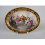 A 19th Century Vienna oval Dish decorated mythological scene of lover playing harp with Jenck