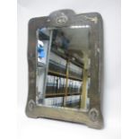 An Edward VII large silver framed Easel Mirror with bevelled rectangular plate, the surround with