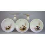 A Royal Worcester Ornithological Dessert Service, dated code for 1912, painted by Ernest Barker,