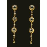 A pair of Charles de Temple Hematite and Diamond Earrings each with hematite bead encapsulated in