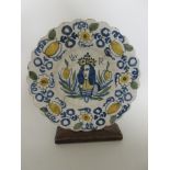 A Dutch Delft late 17th Century Royal Commemorative Dish with portrait of William of Orange,