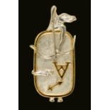 A Charles de Temple Pendant of archer shooting arrow in 18ct white and yellow gold, signed C. de