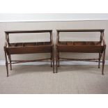 A pair of Regency style mahogany five division Folio Stands on turned legs united by X stretchers,