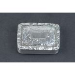 A Victorian silver rectangular Vinaigrette with scroll engraving and vacant cartouche, Birmingham