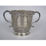 A George III Irish silver two handled Porringer of fluted form with presentation inscription, Dublin