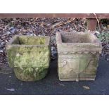 Two similar carved stone Capital Planters 11in H