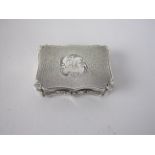 A Victorian silver shaped oblong Vinaigrette, engine turned and engraved initials, floral scroll