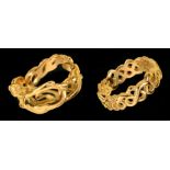 A French figural Ring in 18ct gold and a French gold interlocking heart Wedding Band