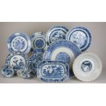 A collection of Oriental blue and white Porcelain comprising two Arita dishes, six circular