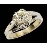 A Diamond single stone Ring claw-set brilliant-cut stone in white gold, stamped 585, ring size P - P