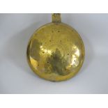 A 17th Century Warming Pan with dot pierced and star engraved brass lid, flat section iron handle