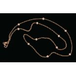 A Diamond Necklace, the 18ct gold fine chain having eleven brilliant-cut stones rub over-set at