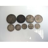 A Collection of Coins Charles II - George II including Crown 1671 Tertio, Half Crowns 1745 Lima