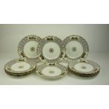 A set of twelve English bone china Dessert Plates, decorated in the French taste in pattern no.