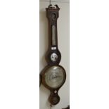 A 19th Century mahogany Banjo Barometer with swan neck pediment by James Cappella, Newport, 38in H