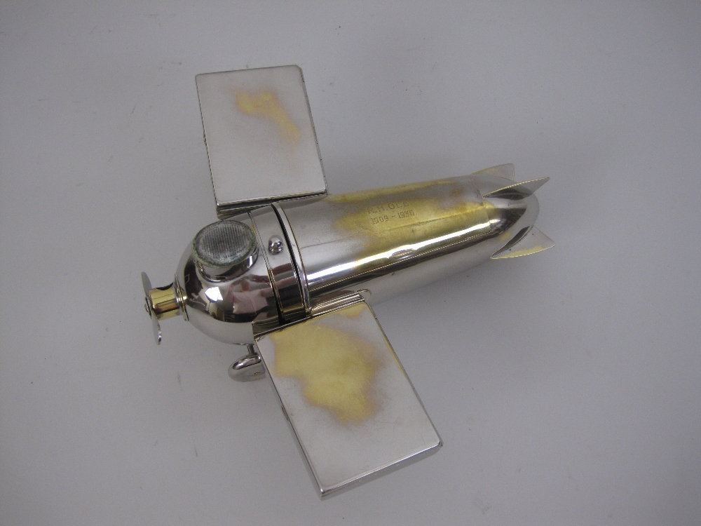 An unusual electroplated Novelty Aeroplane Smoker's Set, with match compartment and striker, - Image 3 of 11