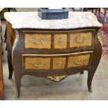 A 19th Century French style marble top serpentine Commode with gilt metal mounts, fitted two drawers