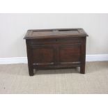 A late 17th Century small oak Coffer with sunken two panel lid and front, 2ft 8in