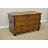 A 19th Century Continental painted pine Blanket Chest with hinged lid above one long drawer