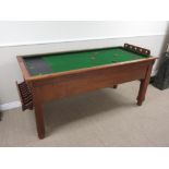 A 20th Century mahogany Bar Billiards Table on stout square legs with turned bases, 6ft 4in x 2ft