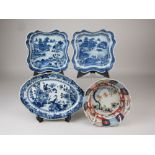 An 18th Century Chinese blue and white Meat Platter, together with a Japanese Imari Bowl and a