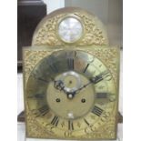 An 18th Century Longcase Clock with arched brass dial inscribed Thomas Stansbury, Hereford, silvered