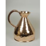 A 19th Century four gallon copper Measure of tapering form with flared rim, 17in H