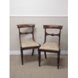 A Set of seven early 19th Century rosewood Dining Chairs with carved horizontal splats,