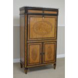 A 19th Century amboyna and ebony inlaid satinwood Secretaire Abbatant, the frieze drawer above a