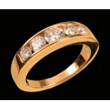 A Diamond five stone Ring channel-set graduated brilliant-cut stones, estimated total diamond weight