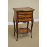 A Louis XV style kingwood and marquetry Side Cabinet with floral inlay having cross-banded top above