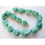 A heavy irregular turquoise Bead Necklace