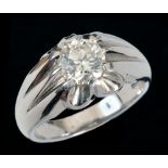 A Diamond single stone Ring claw-set brilliant-cut stone, 1.52cts, in 18ct white gold, ring size