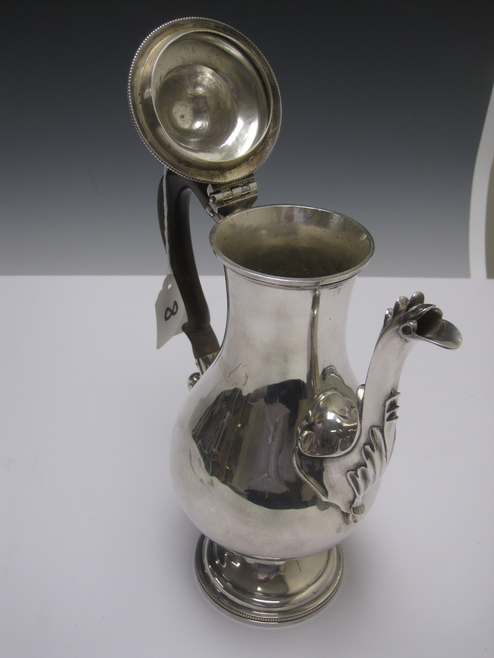 A George III silver Coffee Pot of baluster form, the domed lid with urn finial, ornate spout, scroll - Image 10 of 10