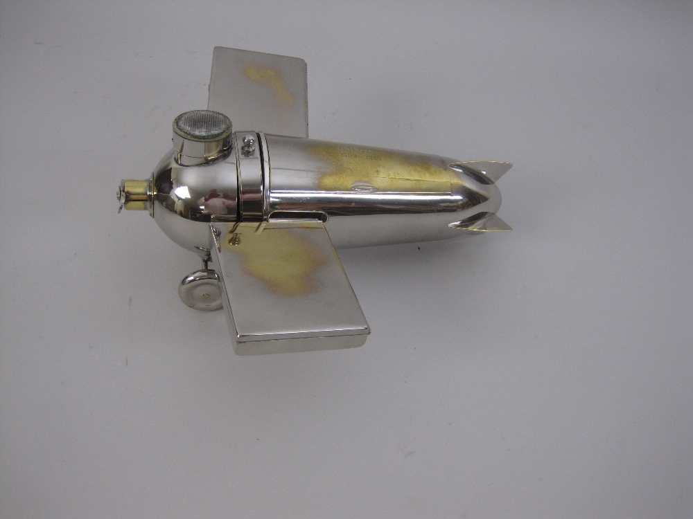 An unusual electroplated Novelty Aeroplane Smoker's Set, with match compartment and striker, - Image 2 of 11