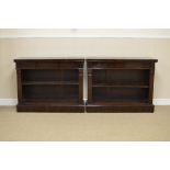 A pair of 19th Century rosewood open Bookcases, each with a rectangular top above a frieze drawer