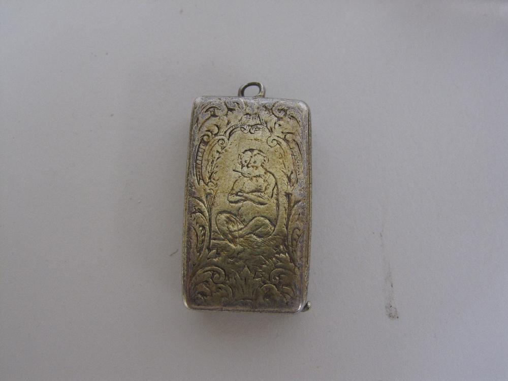 A Victorian silver oval Vesta Case, London 1879, a silver-gilt rectangular Vesta Case engraved - Image 2 of 2